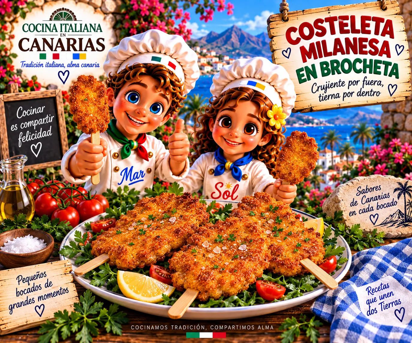 Costeleta Milanesa en Brocheta con los chefs Sol y Mar