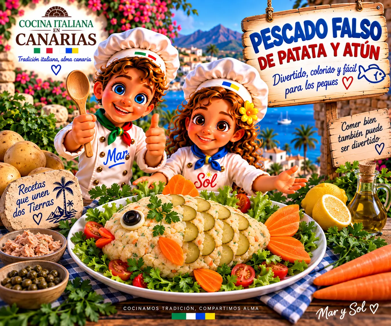 Pescado Falso de Patata y Atún con los chefs Sol y Mar