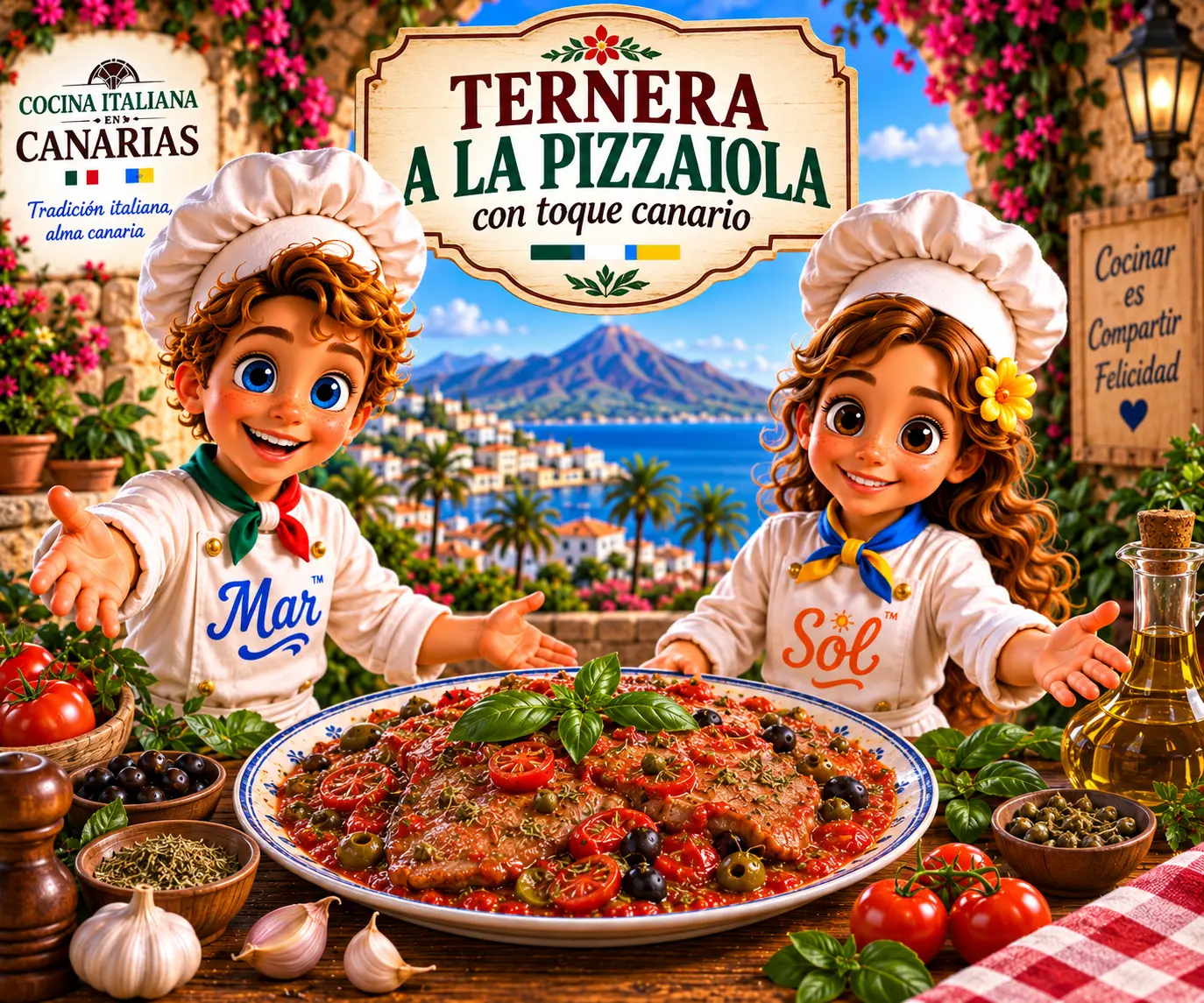 Ternera a la Pizzaiola con toque canario con los chefs Sol y Mar