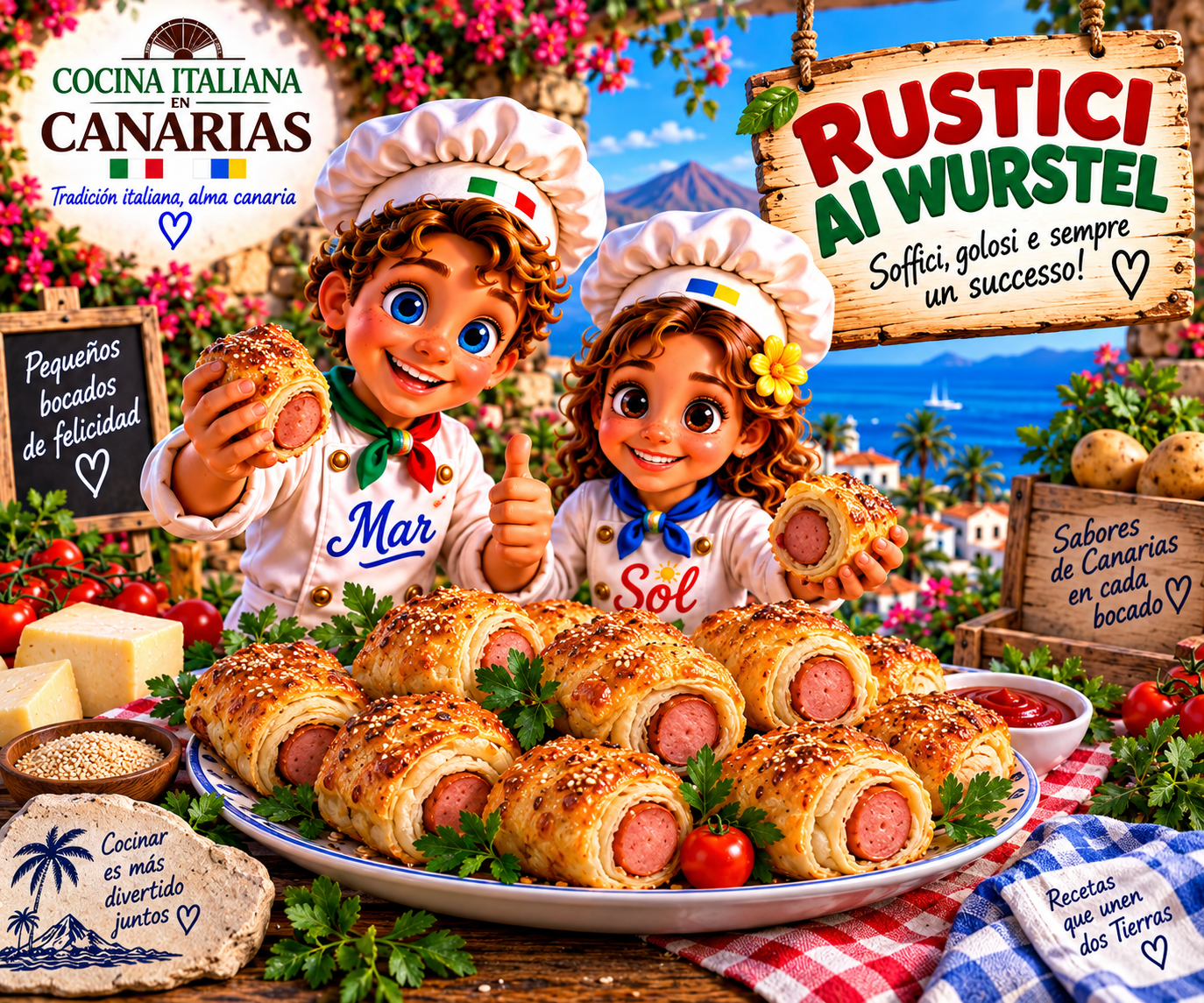 Rustici al wurstel con los chefs Sol y Mar