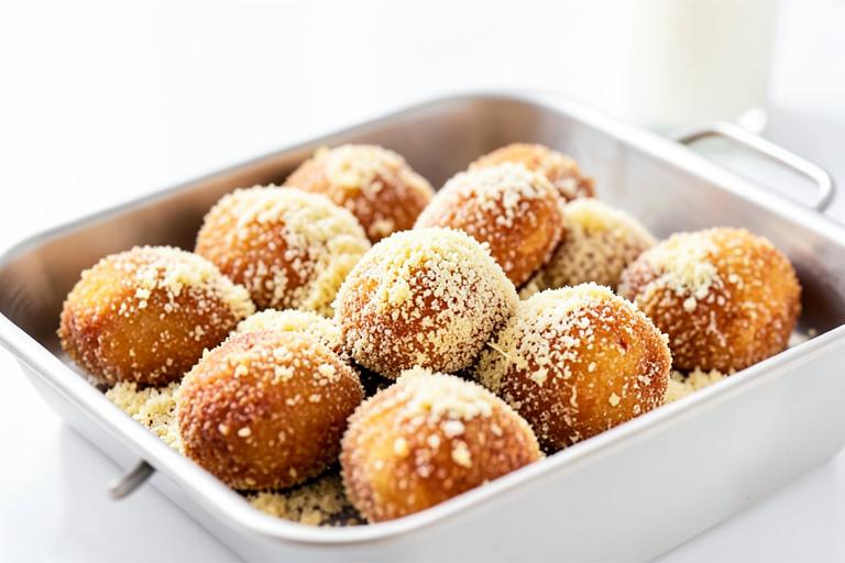 Paso 7: Reboza los arancini en pan rallado presionando para que quede una capa uniforme.