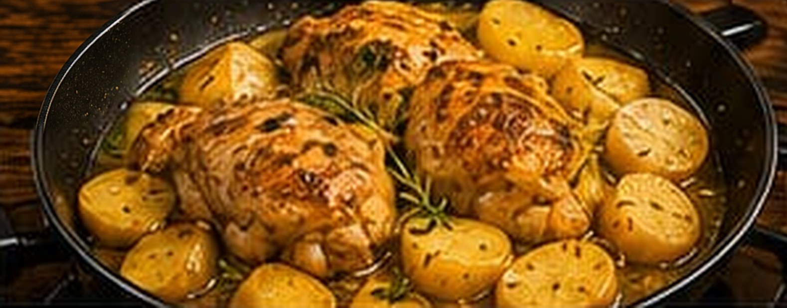 Paso 5: Añade las patatas. Incorpora las patatas a la sartén junto con la marinada. Mezcla bien.