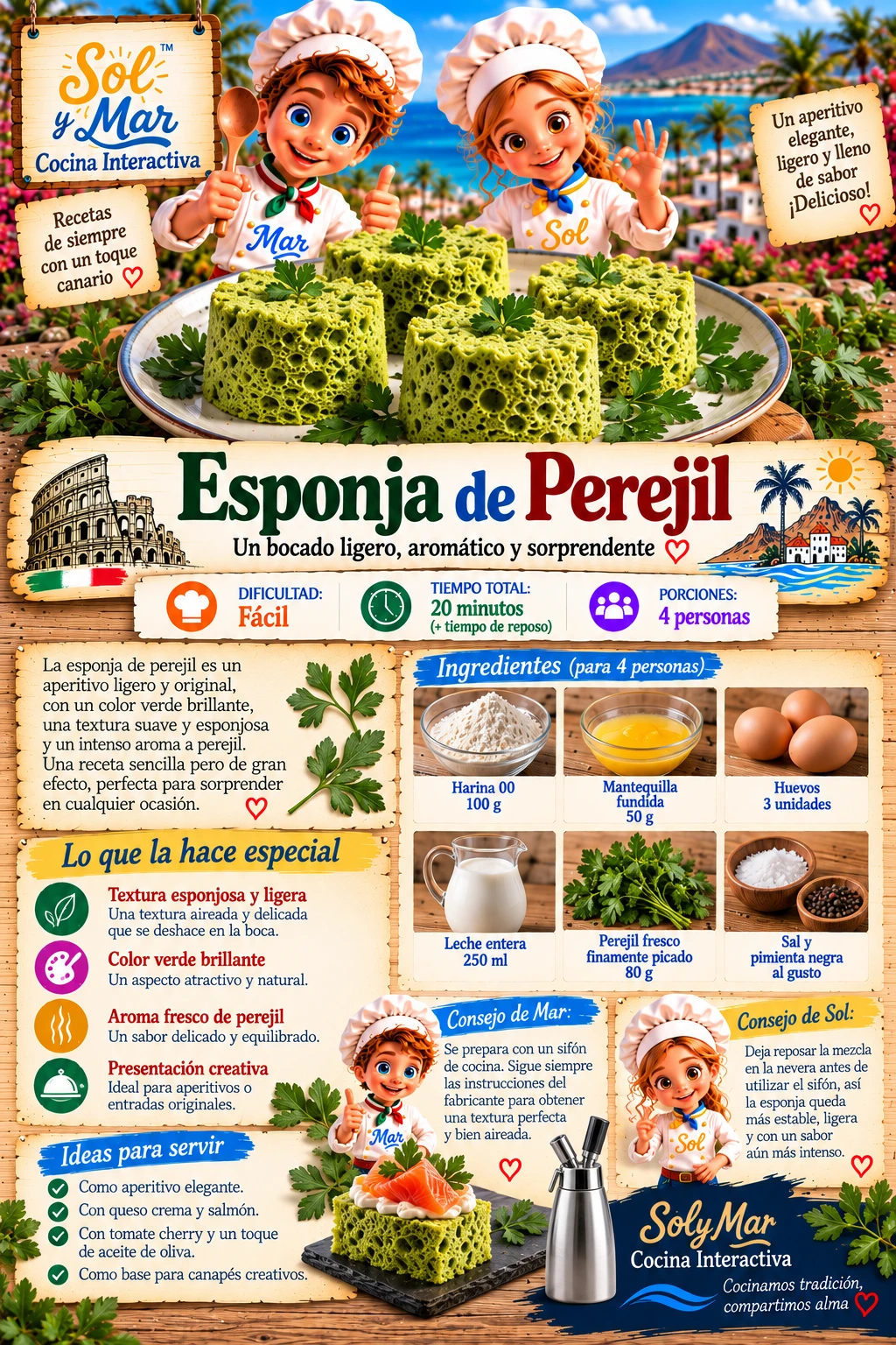 Esponja de Perejil con los chefs Sol y Mar