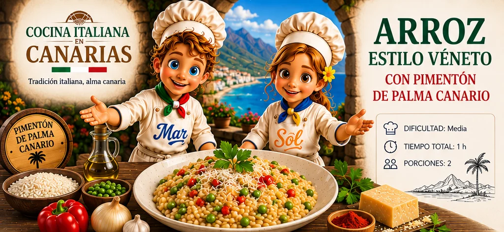 Arroz estilo Véneto con pimentón de palma canario con los chefs Sol y Mar