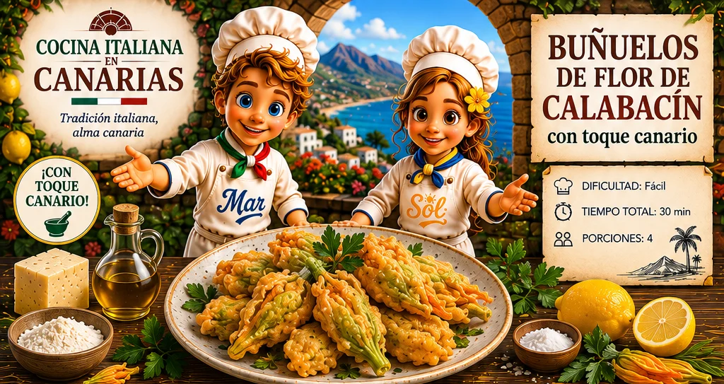 Buñuelos de flor de calabacín con toque canario con los chefs Sol y Mar