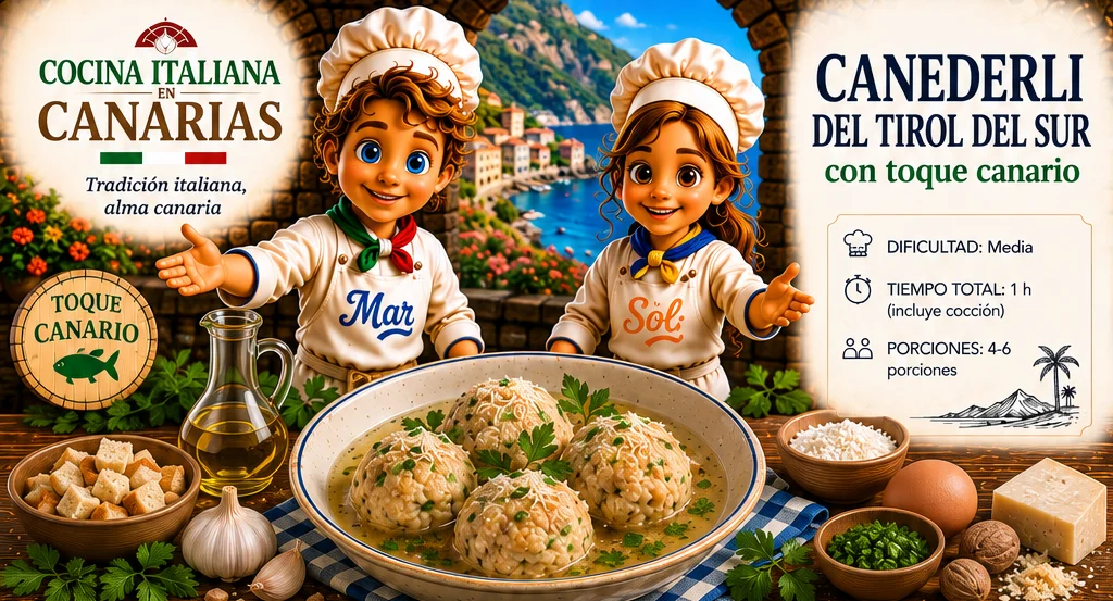 Canederli del Tirol del Sur con toque canario con los chefs Sol y Mar