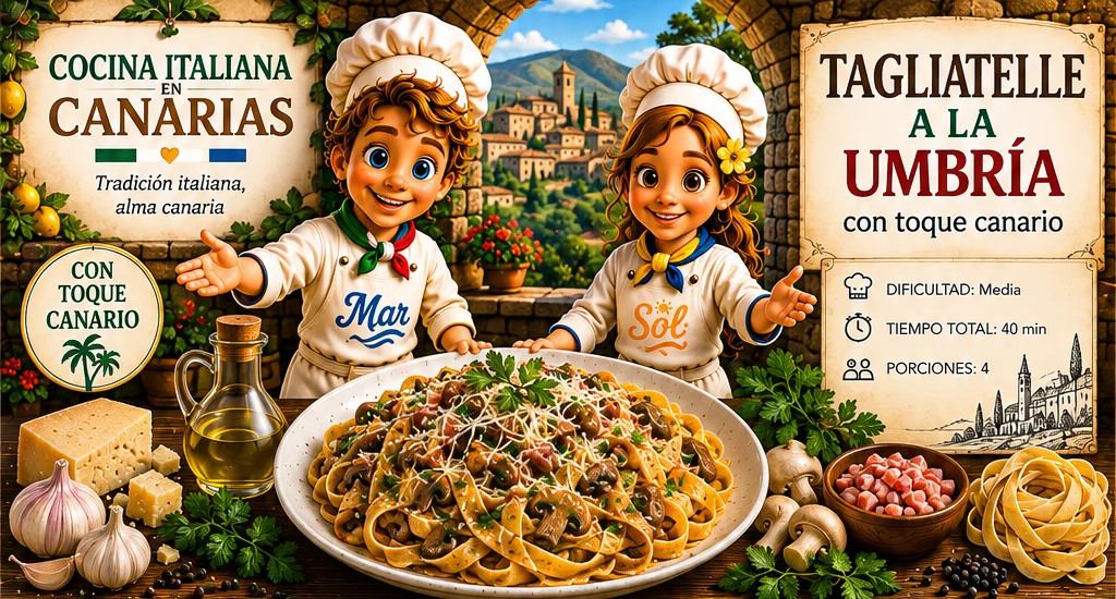 Tagliatelle a la Umbría con toque canario con los chefs Sol y Mar